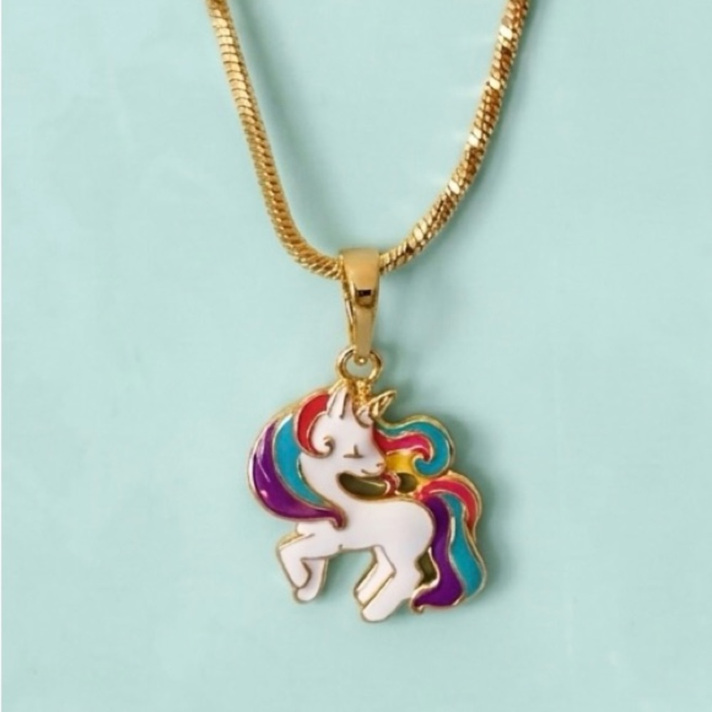 14K Gold Plated Unicorn Pendant Necklace | Waterproof Dainty Enamel Jewelry